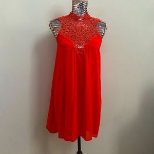 TFNC London flowy red lace top dress